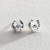 Revere cubic zirconia stud earrings in sterling silver, imported from the UK