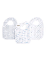 Next aden + anais Blue Cotton Muslin Oceanic Snap Bibs 3 Pack- Buy online at McGrocer