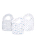 aden + anais blaue Baumwoll-Musselin Lätzchen mit Druckknopfverschluss im 3er-Pack