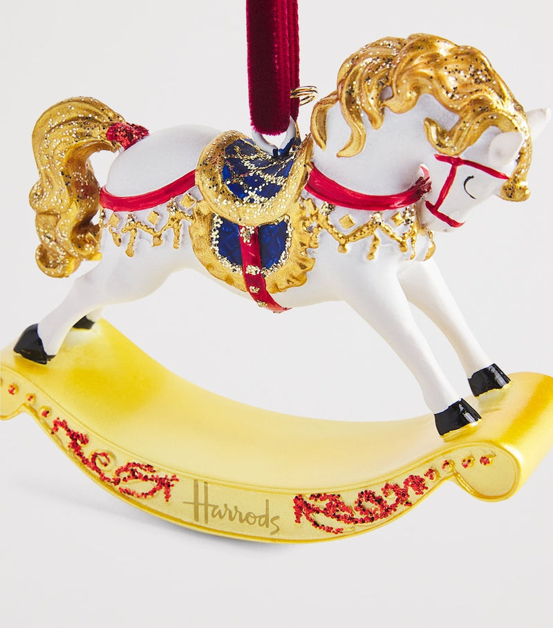 Harrods rocking horse tree decoration 10cm, imported from the UK