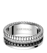 Harrods Boucheron Small White Gold and Diamond Quatre Black Ring- Buy online at McGrocer