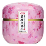 Kakoo rose lychee black tea bags in a flower-patterned canister - British product