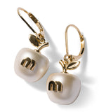 Miu Miu faux pearl apple drop earrings - British product