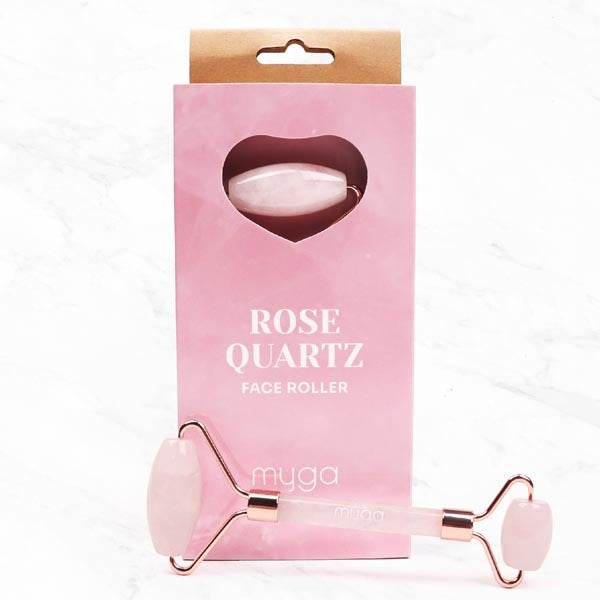 Myga Rose Quartz Facial Roller 15cm, imported from the UK