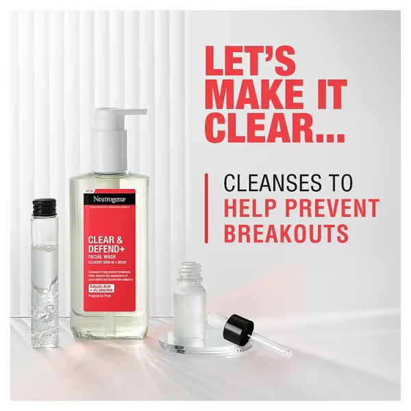Neutrogena Clear Defend facial wash 200ml, imported from the UK