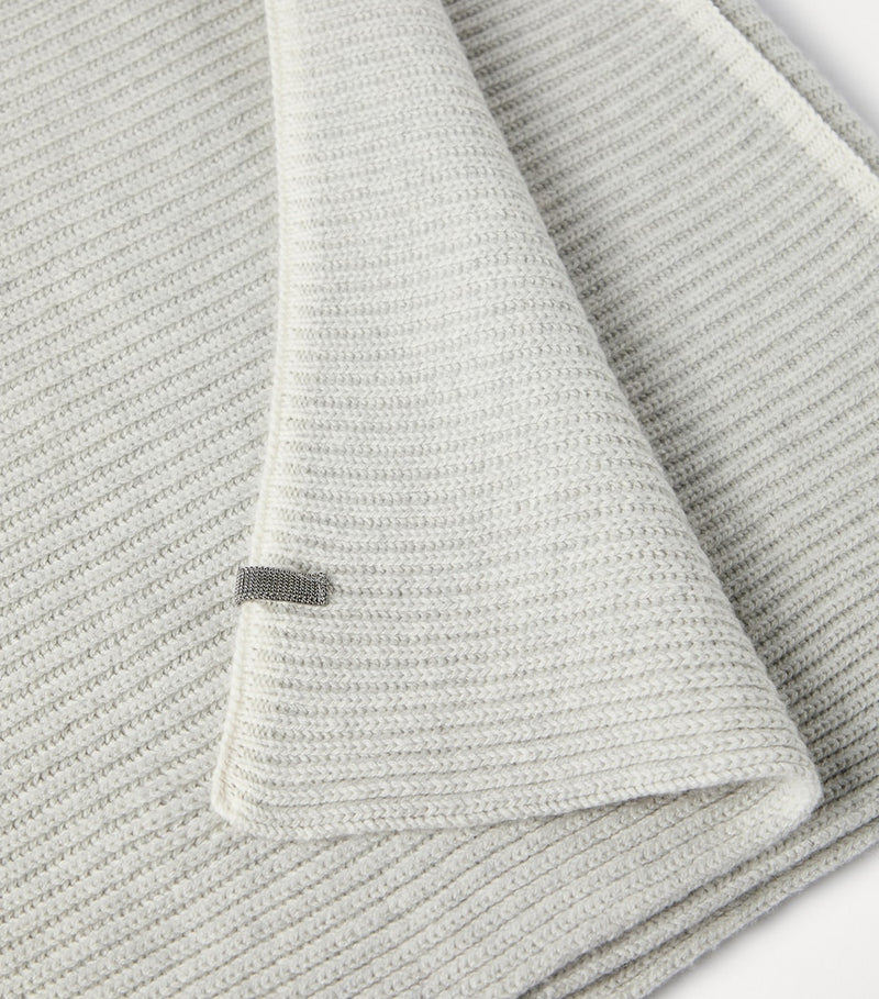 Brunello Cucinelli ribbed cashmere monili detail scarf, UK version