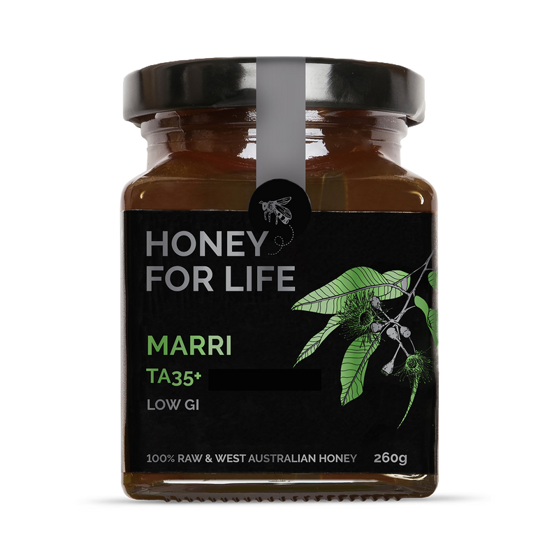 Honey for Life Marri TA35+ raw honey 260g jar, UK version
