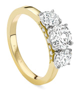 Harrods Boodles Yellow Gold, Platinum and Diamond Three Stone Engagement Ring- Buy online at McGrocer