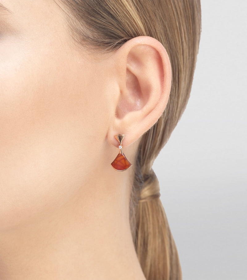 Bvlgari rose gold diamond carnelian earrings - British product
