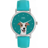 Superdrug Toff London Green Striped Beige Ladies Whippet Dog Head Watch- Buy online at McGrocer