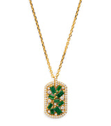 Harrods Suzanne Kalan Yellow Gold Diamond and Emerald Medium Dog Tag Necklace- Buy online at McGrocer