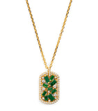 Suzanne Kalan yellow gold diamond and emerald dog tag necklace - British product