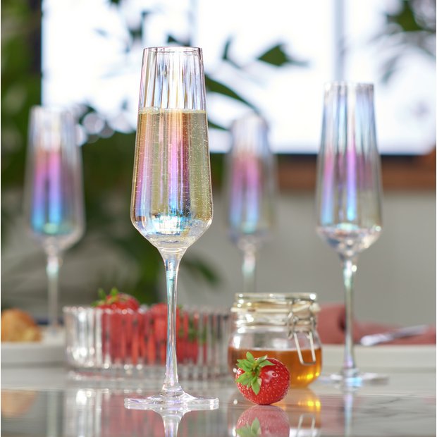 Habitat iridescent champagne flute set of 4 - British product