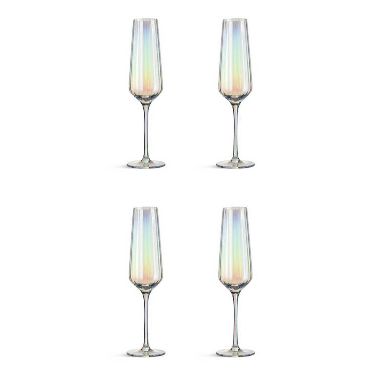 Habitat iridescent champagne flute set of 4 - British product