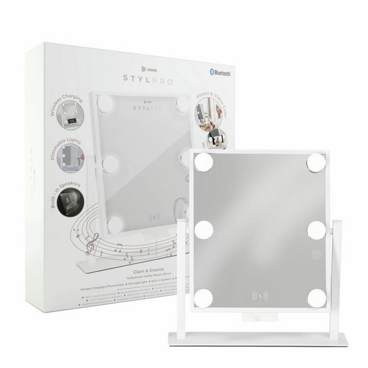 STYLPRO Hollywood Bluetooth mirror with dimmable lights, imported from the UK