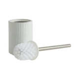 Argos Home white ribbed toilet brush and stoneware holder (British brand)