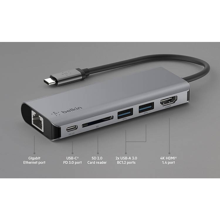 Belkin USB-C 6-in-1 Multiport Adapter (British brand)