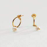 Revere gold plated freshwater pearl mini hoop earrings (British brand)