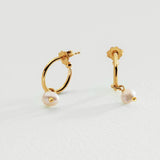 Argos Revere 9ct Gold Plated Freshwater Pearl Mini Hoop Earrings- Buy online at McGrocer