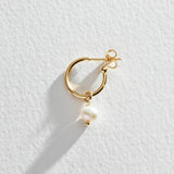Revere gold plated freshwater pearl mini hoop earrings (British brand)