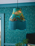 Clarke and Clarke Blue Passiflora Tassel easyfit lamp shade, UK version