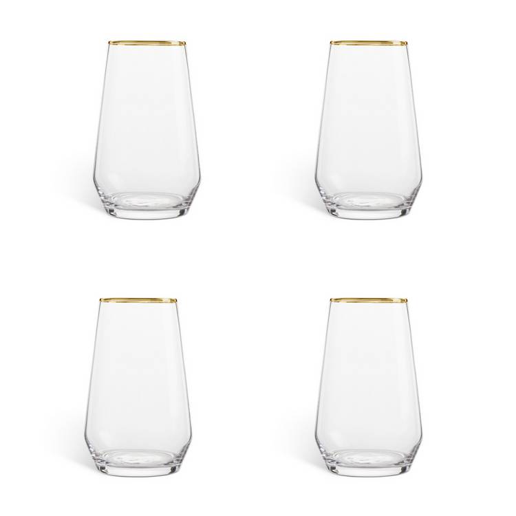 Argos Home gold rim hi-ball glasses set of 4 (British brand)