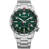 Citizen silver stainless steel green dial watch, imported from the UK