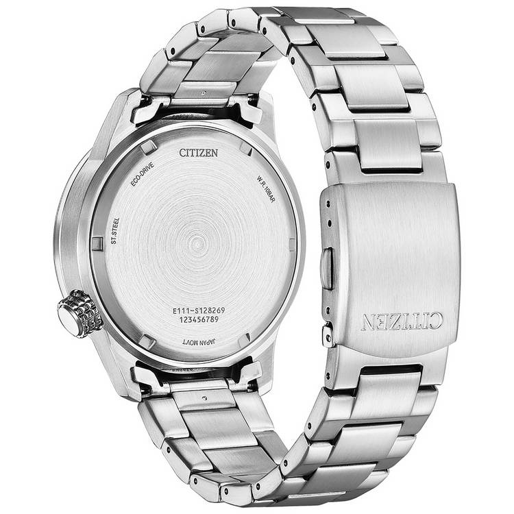 Citizen silver stainless steel green dial watch, imported from the UK