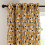 Habitat geometric eyelet curtains yellow 117x137cm, imported from the UK