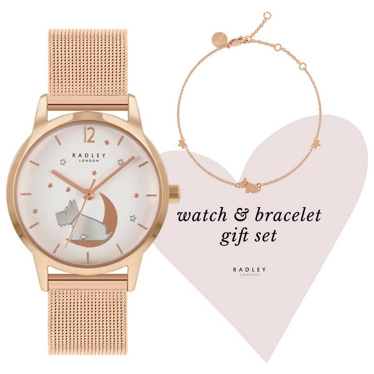 Radley watch set rose gold mesh strap - British product