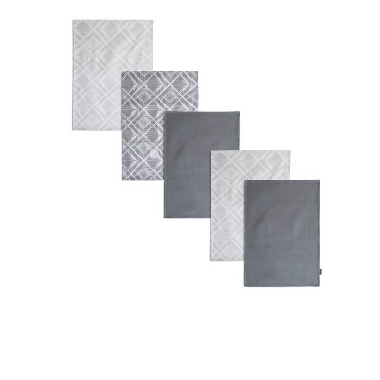 Habitat cotton tea towels pack of 5 grey, imported from the UK