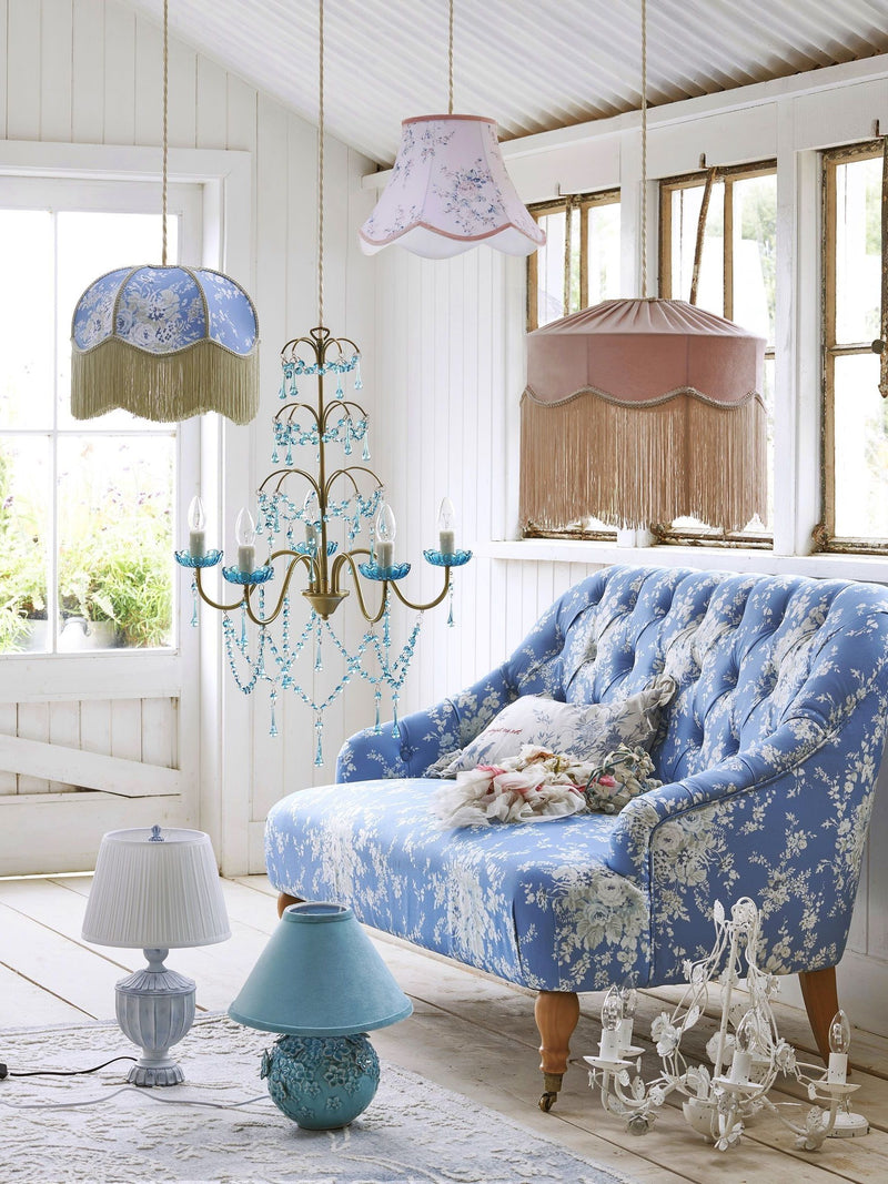 Shabby Chic Blue Josephina cotton lampshade 31cm, UK version