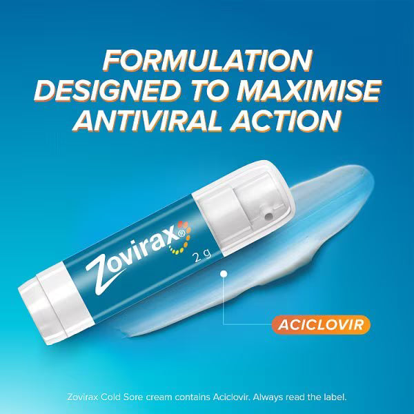Zovirax cold sore cream Aciclovir 2g pump (British brand)