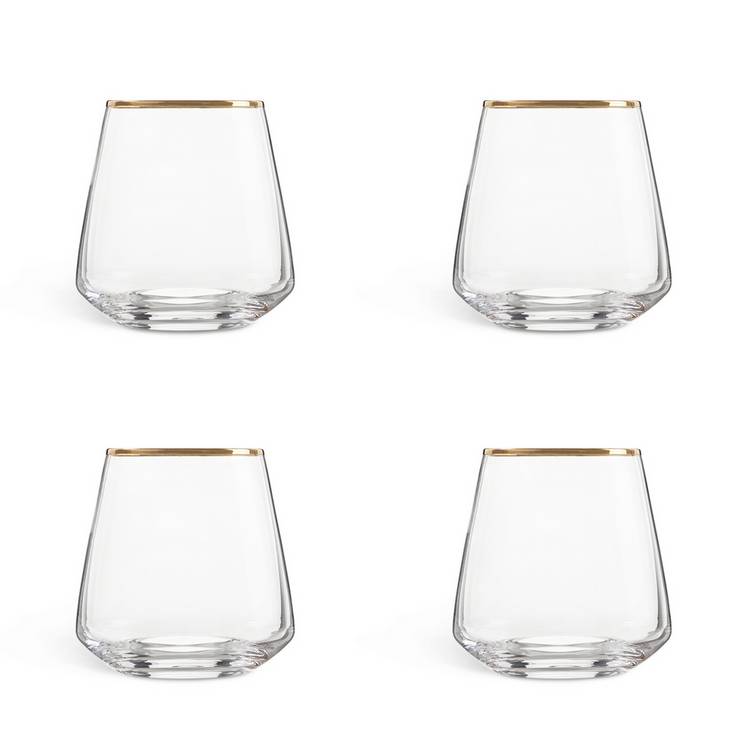 Argos Home set of 4 gold rim tumblers 354ml - British product