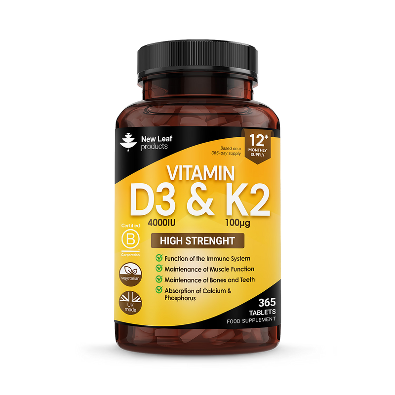 New Leaf Products Vitamin D3 K2 tablets 365 tablets - British product