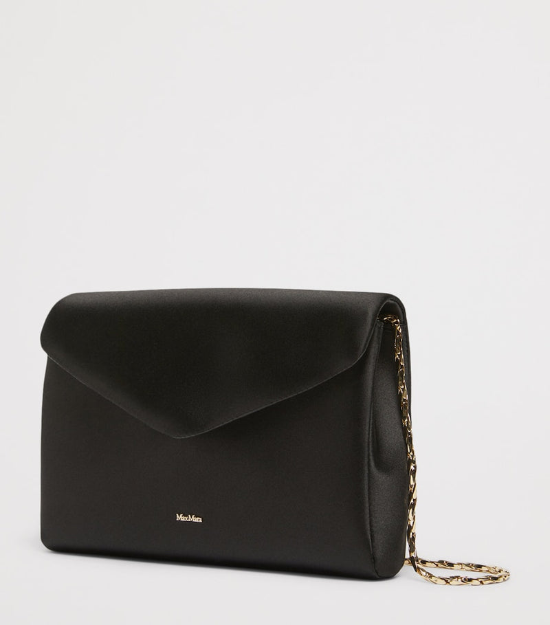 Max Mara satin clutch bag with chain strap, UK version
