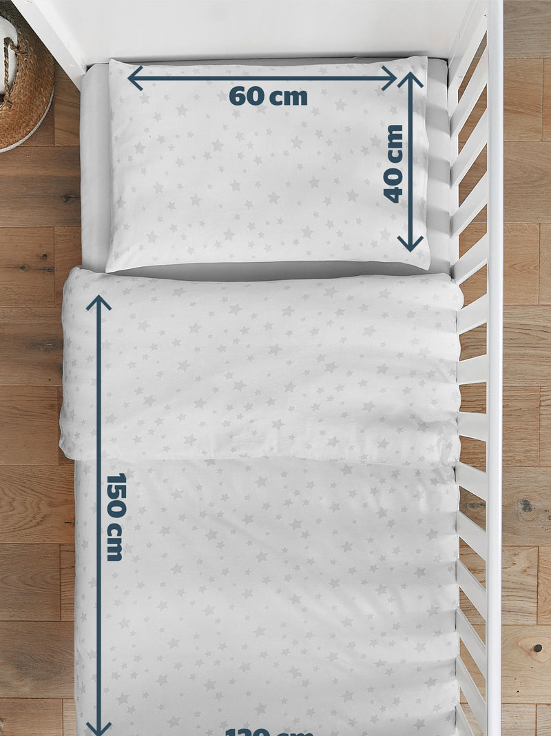 Silentnight Natural 100% Cotton Safe Nights Grey Star Cot Bed Duvet Set