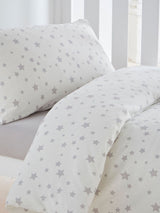 Silentnight Natural 100% Cotton Safe Nights Grey Star Cot Bed Duvet Set
