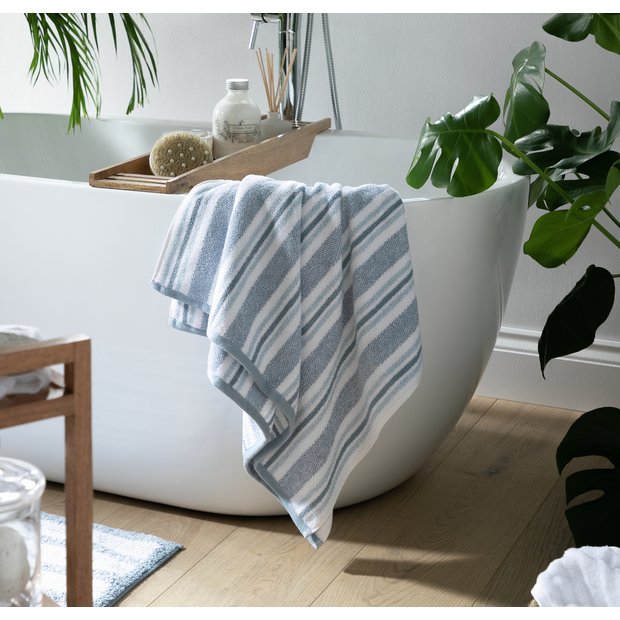 Habitat coastal tufted stripe bath sheet 100x150cm (British brand)