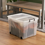 Strata 75L wheeled clear storage box with lid - British product