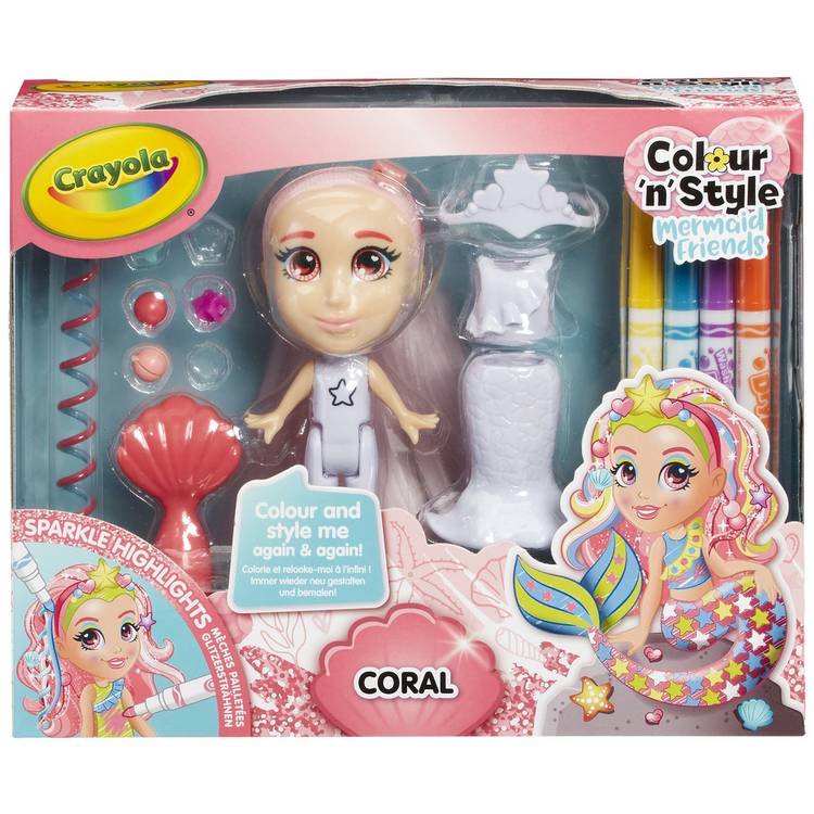 Crayola Colour and Style mermaid doll with markers, imported from the UK