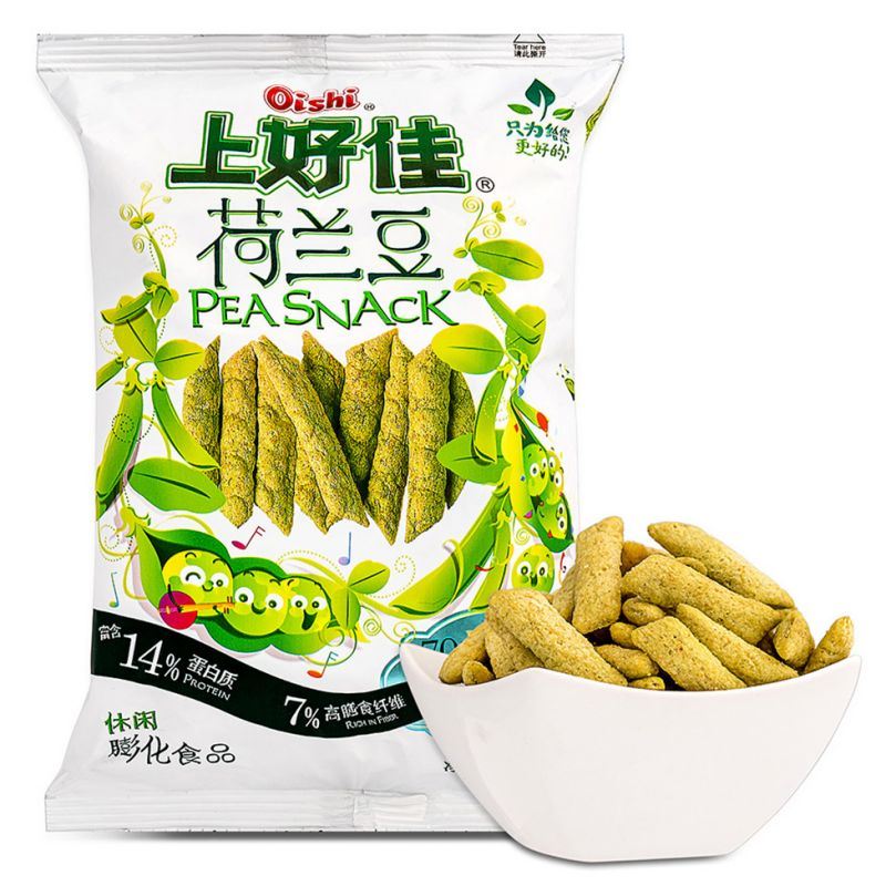 Oishi savoury pea snack , imported from the UK