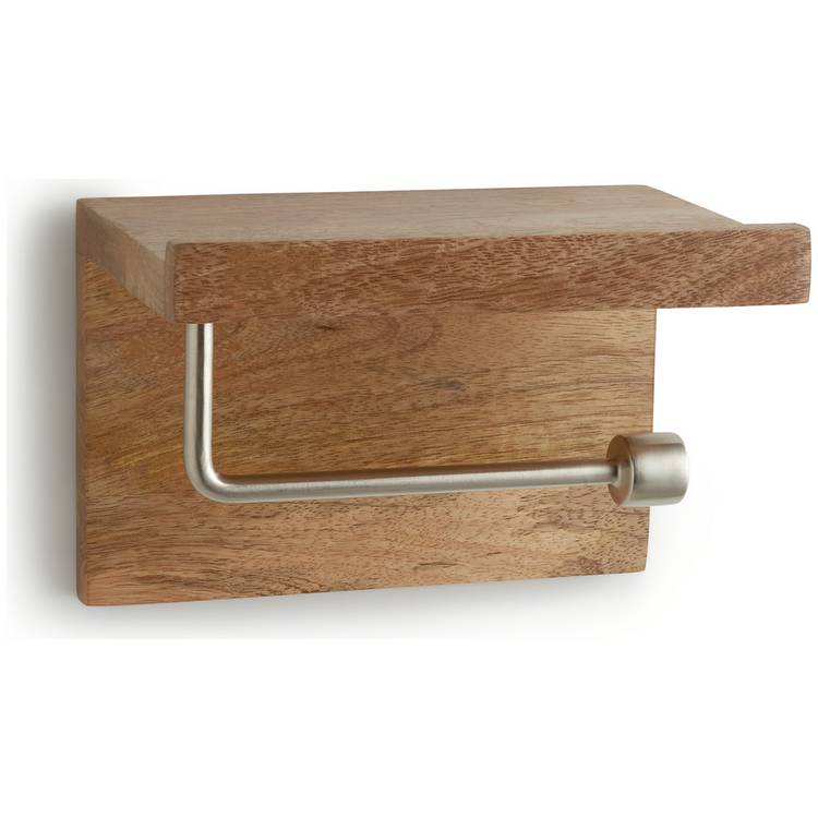 Habitat mango wood toilet roll holder shelf natural - British product