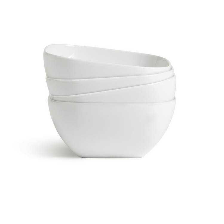 Habitat Riko square cereal bowls white set of 4, imported from the UK
