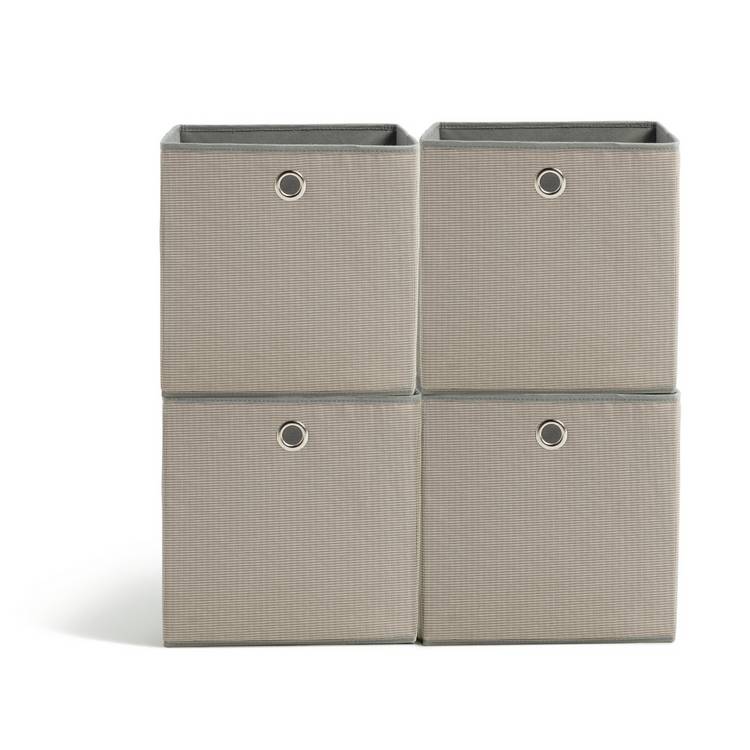 Argos Home woven linen storage boxes set of 4 grey 28cm, imported from the UK