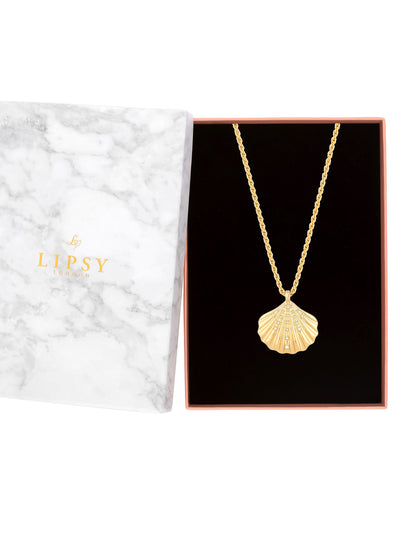 Next Lipsy Gold Tone Oversized Shell Necklace Gift Boxed- Buy online at McGrocer