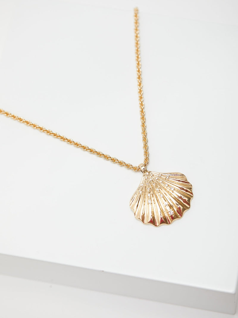 Lipsy gold tone oversized shell necklace, UK version