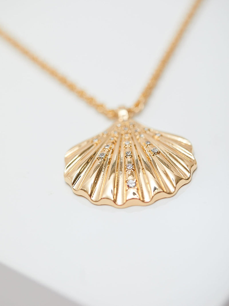 Lipsy gold tone oversized shell necklace, UK version