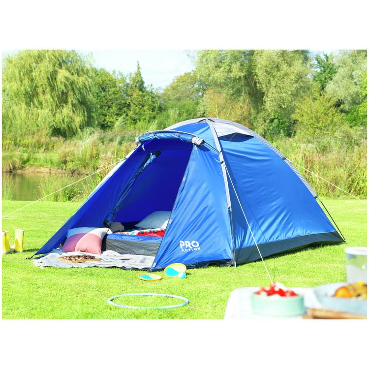 Pro Action 4 person dome camping tent with porch - British product