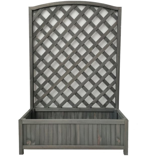 Large lattice wooden planter in grey with 33L capacity, UK version